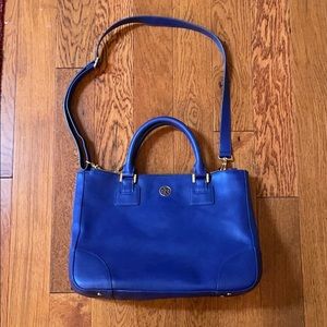 Tory Burch Cobalt Blue Robinson Double Zip Tote